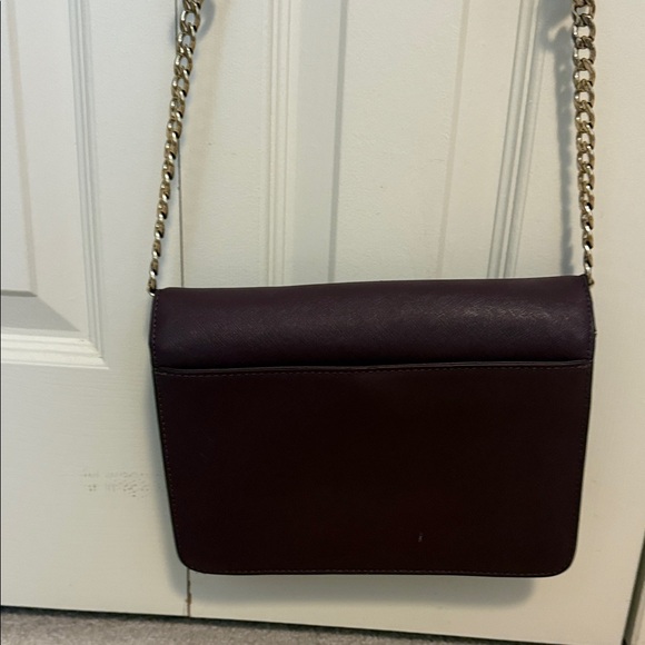 Michael Kors Deep Plum Leather Crossbody with Chain Strap - Picture 3 of 10